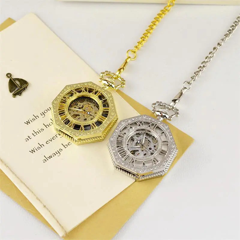 Luxury Hollow Pocket Watch with Vintage Roman Numerals