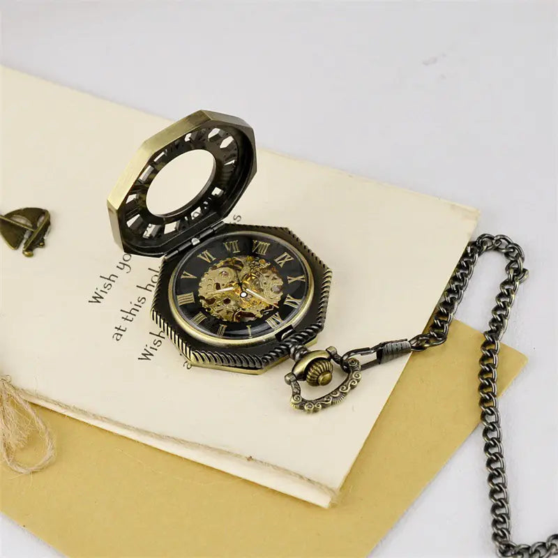 Luxury Hollow Pocket Watch with Vintage Roman Numerals