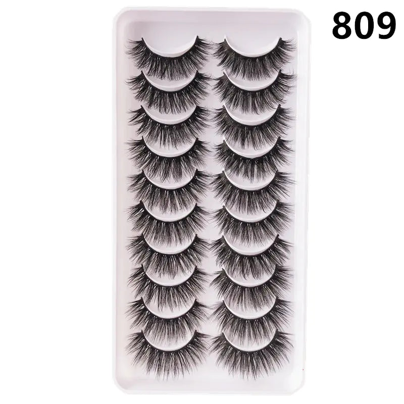 10 Pairs Fluffy Mink Lashes - Handmade, Reusable, Natural