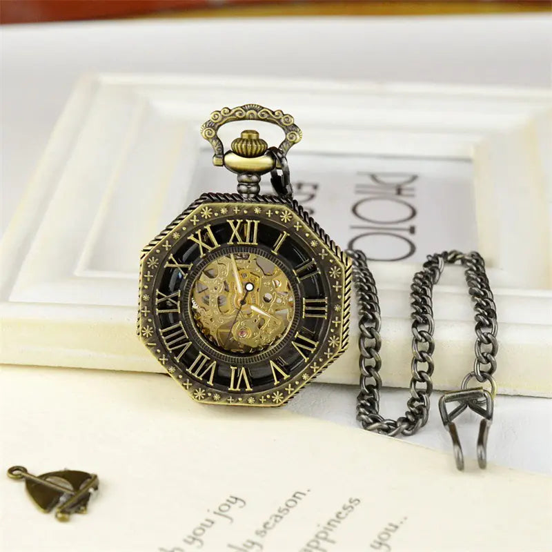 Luxury Hollow Pocket Watch with Vintage Roman Numerals