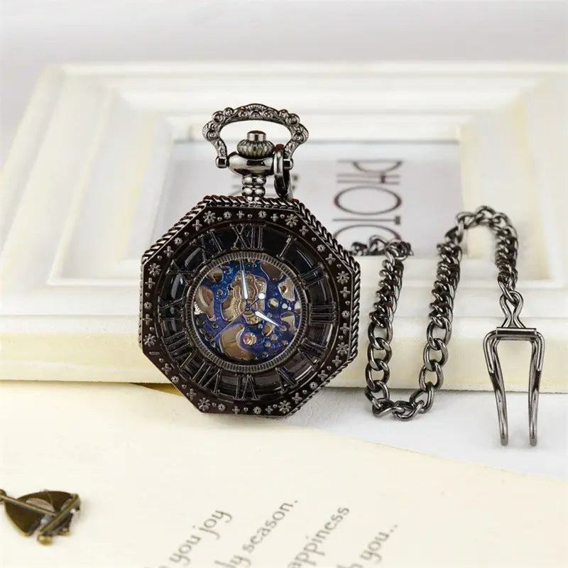 Luxury Hollow Pocket Watch with Vintage Roman Numerals